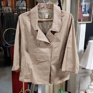 Design Loft Beige Double-Breasted Lightweight Pea Coat